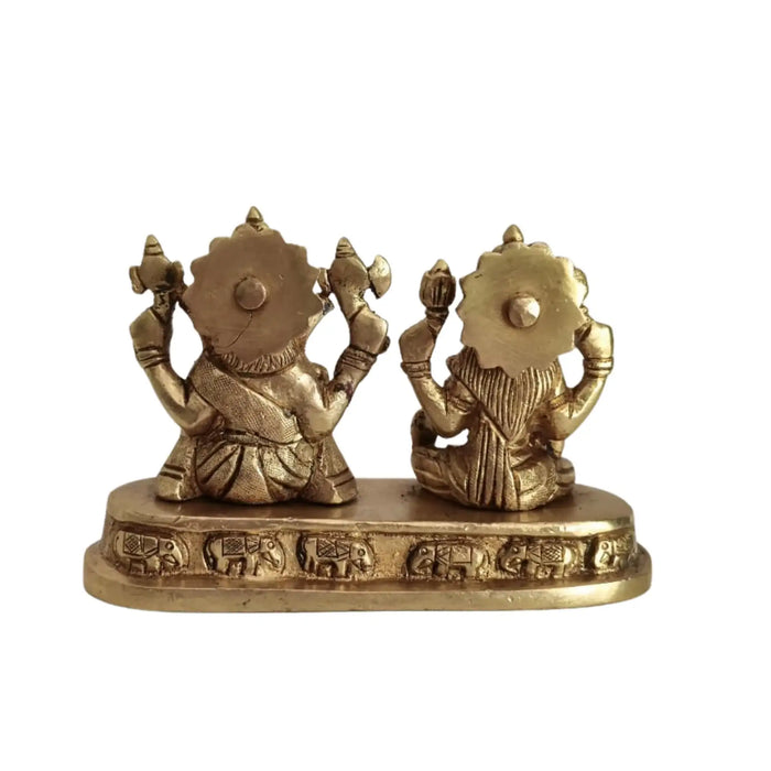 Divine Prosperity – Lakshmi Devi and Ganesha Brass Idol   Brass Ware