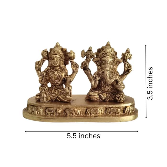 Divine Prosperity – Lakshmi Devi and Ganesha Brass Idol   Brass Ware