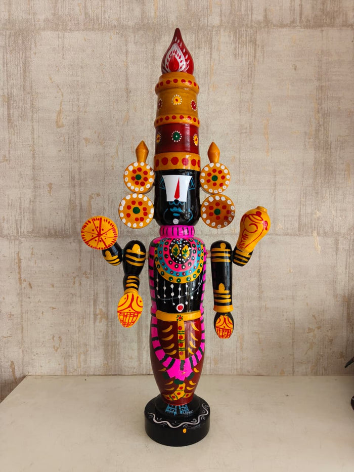 Divine Radiance of Lord Balaji Etikoppaka Wooden Idol Lacquerware   Etikoppaka Lacquerware
