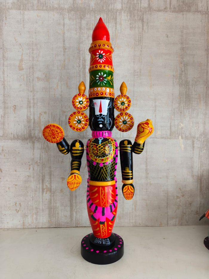 Divine Radiance of Lord Balaji Etikoppaka Wooden Idol Lacquerware   Etikoppaka Lacquerware