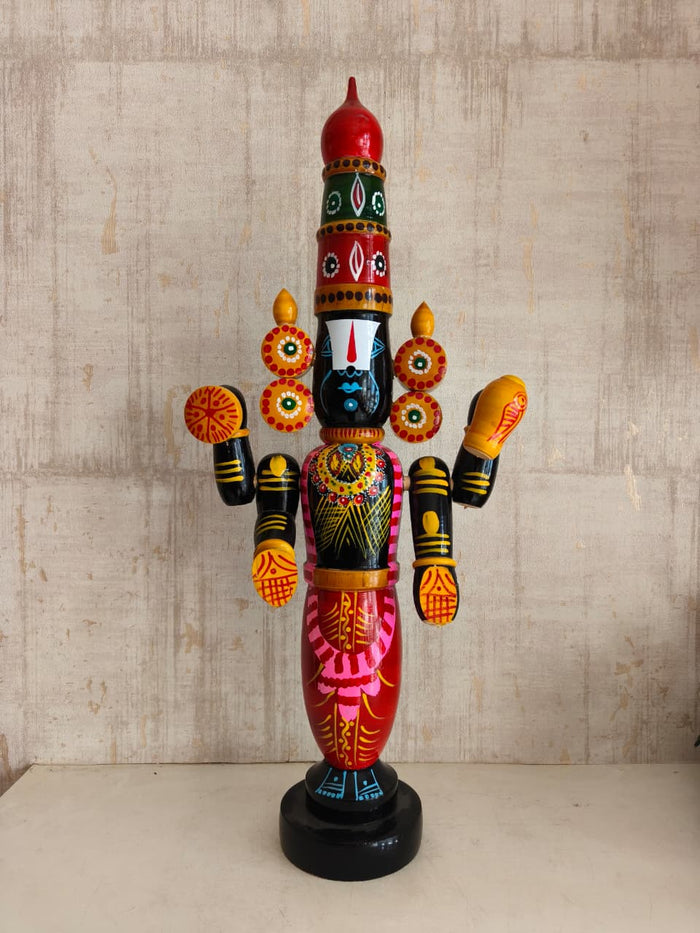 Divine Radiance of Lord Balaji Etikoppaka Wooden Idol Lacquerware   Etikoppaka Lacquerware