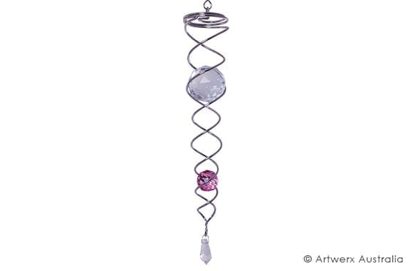 DOUBLE CRYSTAL SPIRAL TAIL - WIND WHIRL SPINNER ACCESSORY - PINK