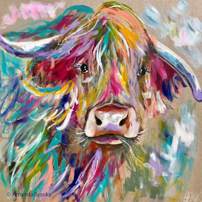 Duke the highland cow 4pc Coaster set - Artist Lab