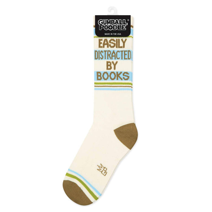 Easily Distracted By Books Gym Crew Socks