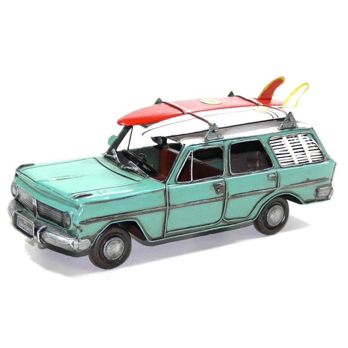 EH Station Wagon Teal Car with Surfboards Model Ornament