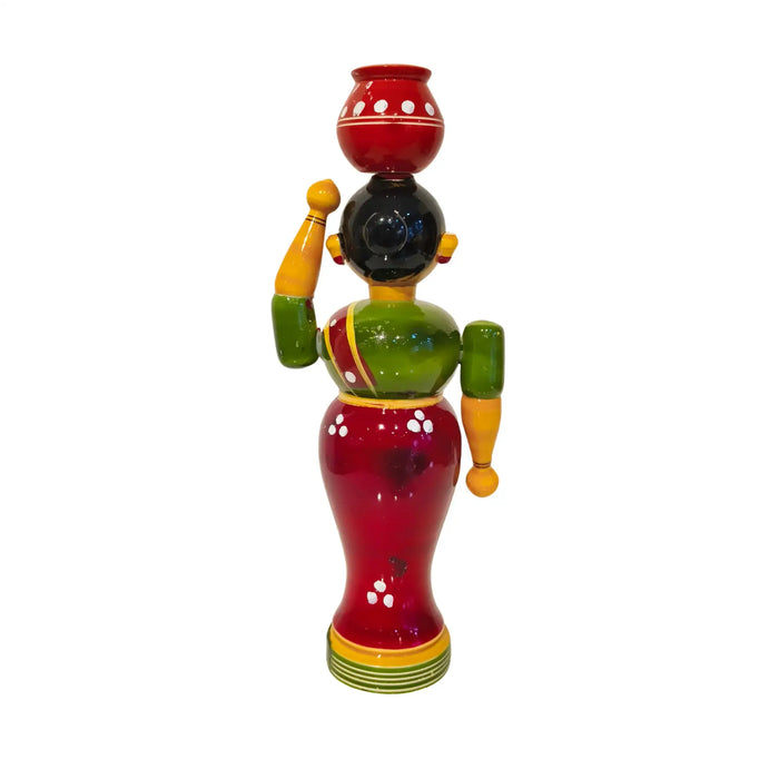 Elegance in Simplicity – Wooden Lady with Pot   Etikoppaka Lacquerware
