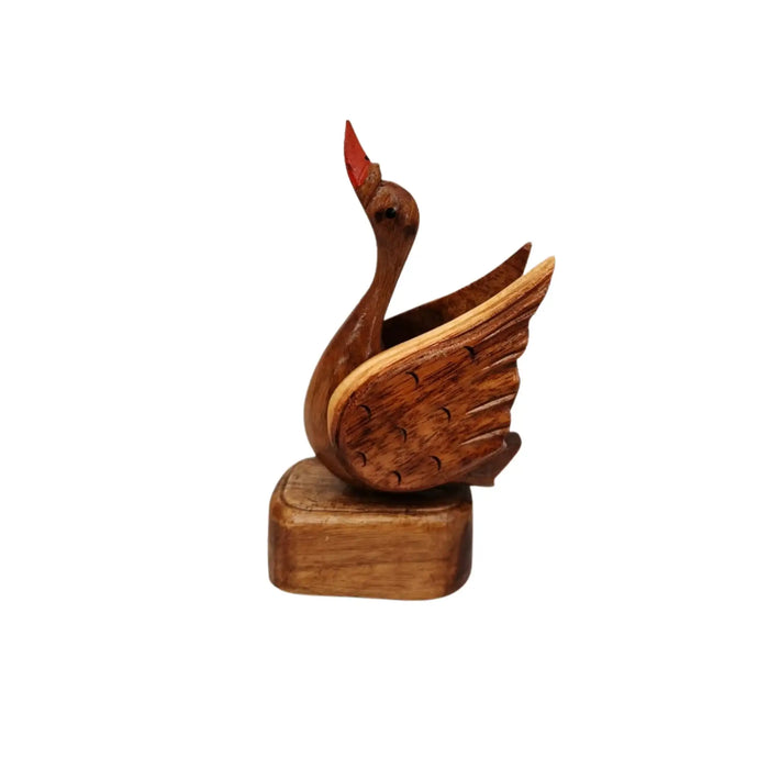 Elegant Hand-Carved Wooden Swan | Duck Holder   Etikoppaka Lacquerware