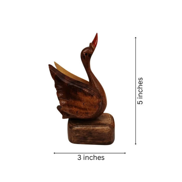 Elegant Hand-Carved Wooden Swan | Duck Holder   Etikoppaka Lacquerware