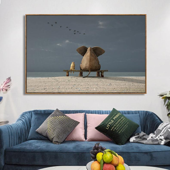 ELEPHANT BEST FRIENDS - FRAMED CANVAS WALL DECOR