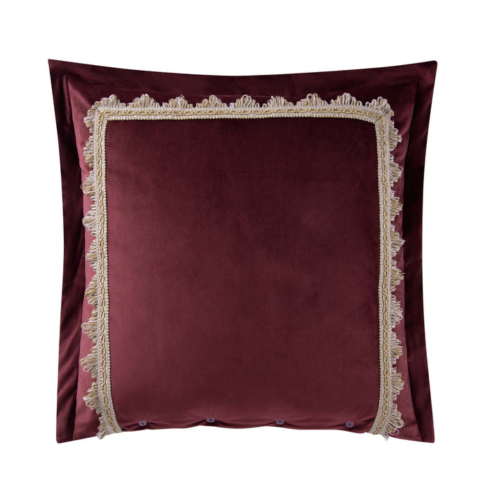 Emmaline Wine Velvet Embroidered Euro Sham Euro Sham By P/Kaufmann