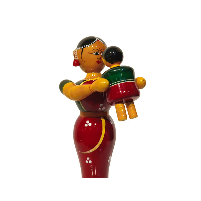 Eternal Bond: Mother and Son – Etikoppaka Wooden Art   Etikoppaka Lacquerware