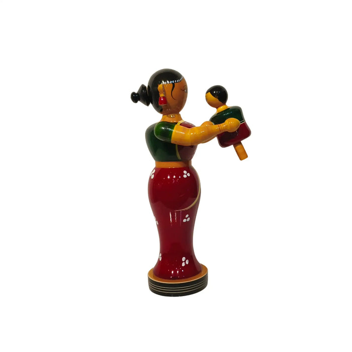 Eternal Bond: Mother and Son – Etikoppaka Wooden Art   Etikoppaka Lacquerware