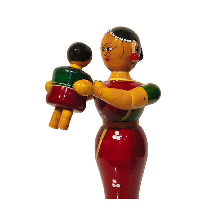 Eternal Bond: Mother and Son – Etikoppaka Wooden Art   Etikoppaka Lacquerware