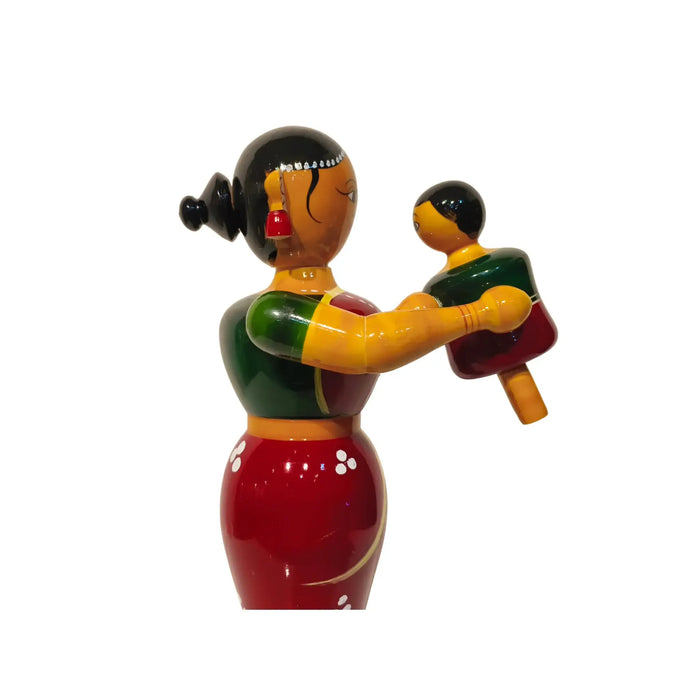 Eternal Bond: Mother and Son – Etikoppaka Wooden Art   Etikoppaka Lacquerware