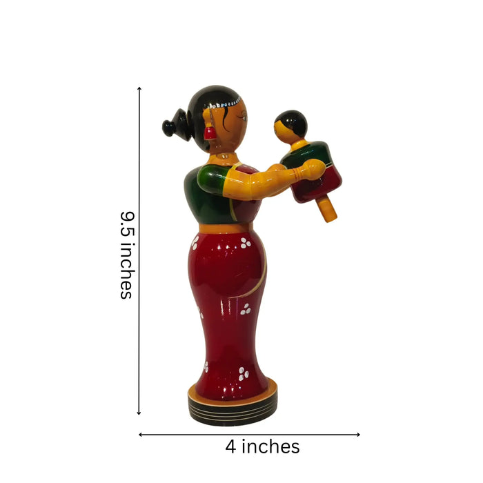 Eternal Bond: Mother and Son – Etikoppaka Wooden Art   Etikoppaka Lacquerware