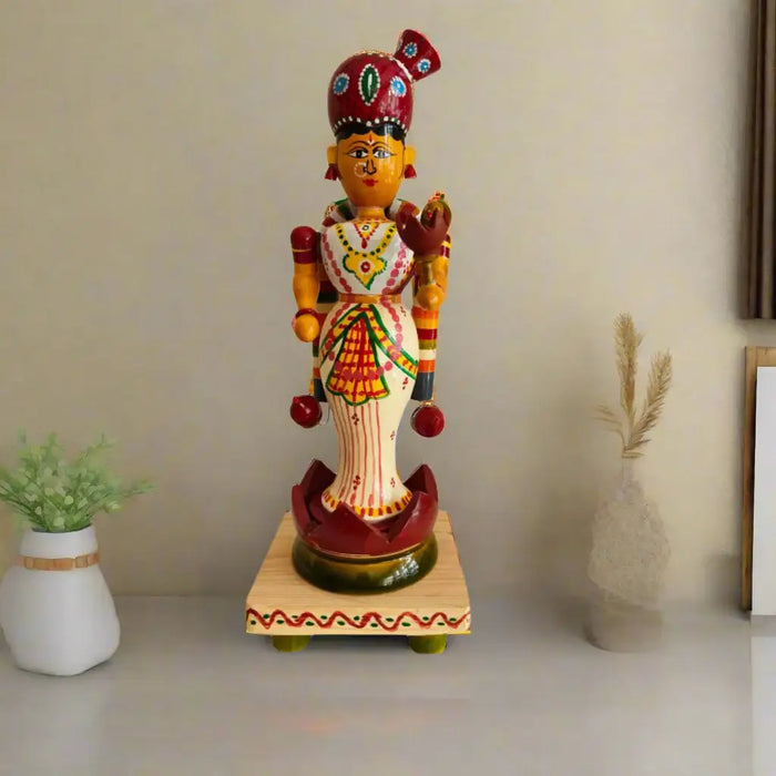 Etikoppaka Goddess Lakshmi in Padmasana – Traditional Wooden Idol   Etikoppaka Lacquerware