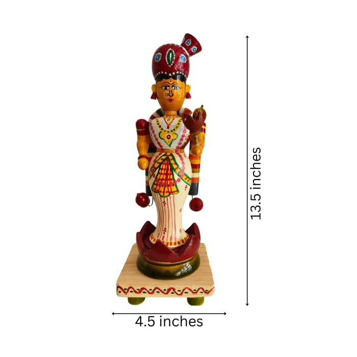 Etikoppaka Goddess Lakshmi in Padmasana – Traditional Wooden Idol   Etikoppaka Lacquerware