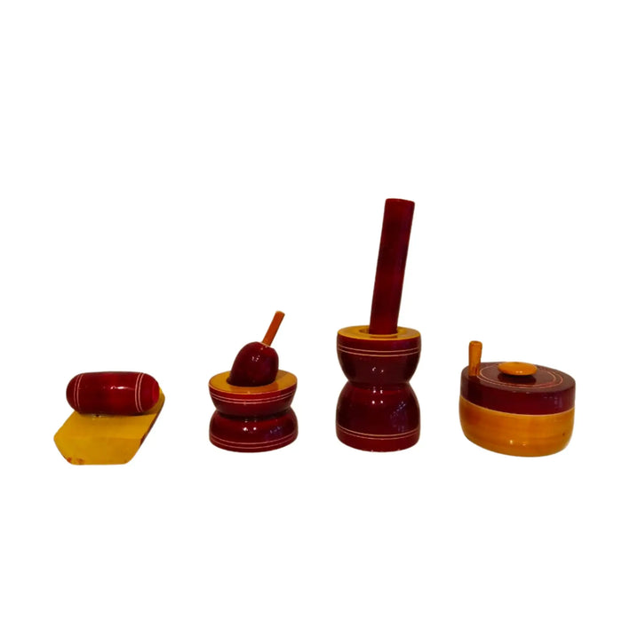 Etikoppaka Miniature Kitchen Grinding Set - Lacquer Wooden Toys | Decor   Etikoppaka Lacquerware