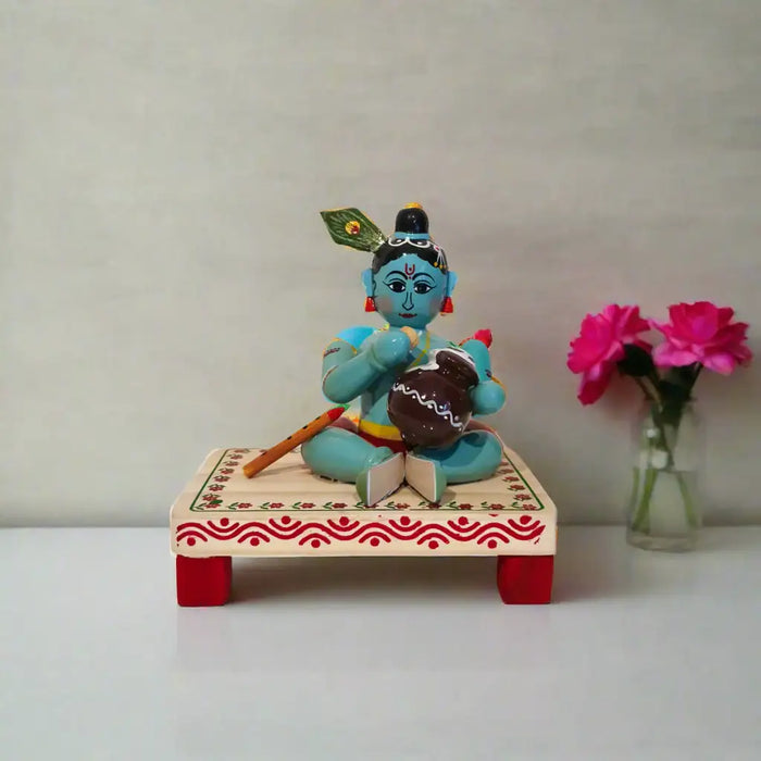 Etikoppaka Krishna Stealing Butter   Etikoppaka Lacquerware