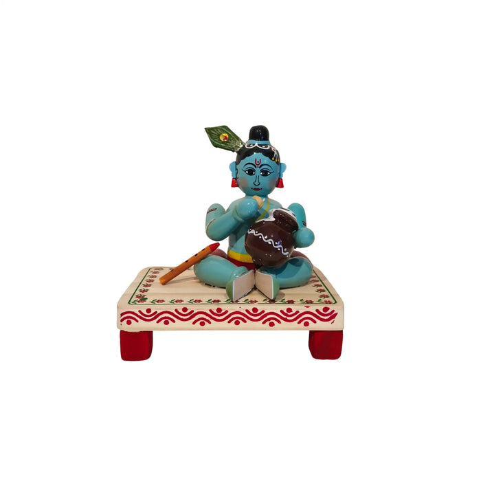 Etikoppaka Krishna Stealing Butter   Etikoppaka Lacquerware