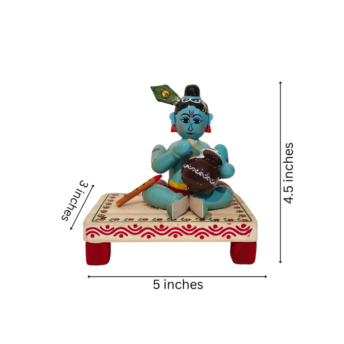 Etikoppaka Krishna Stealing Butter   Etikoppaka Lacquerware