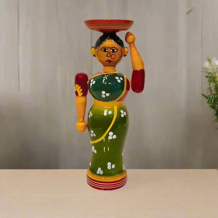 Etikoppaka Lacquered Wooden Figurine - The Platter Carrier   Etikoppaka Lacquerware