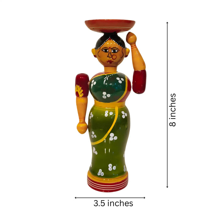 Etikoppaka Lacquered Wooden Figurine - The Platter Carrier   Etikoppaka Lacquerware