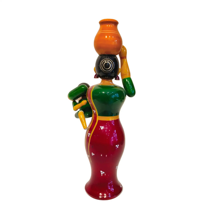 Etikoppaka Lacquered Wooden - Mother, Child, and Water Pot   Etikoppaka Lacquerware