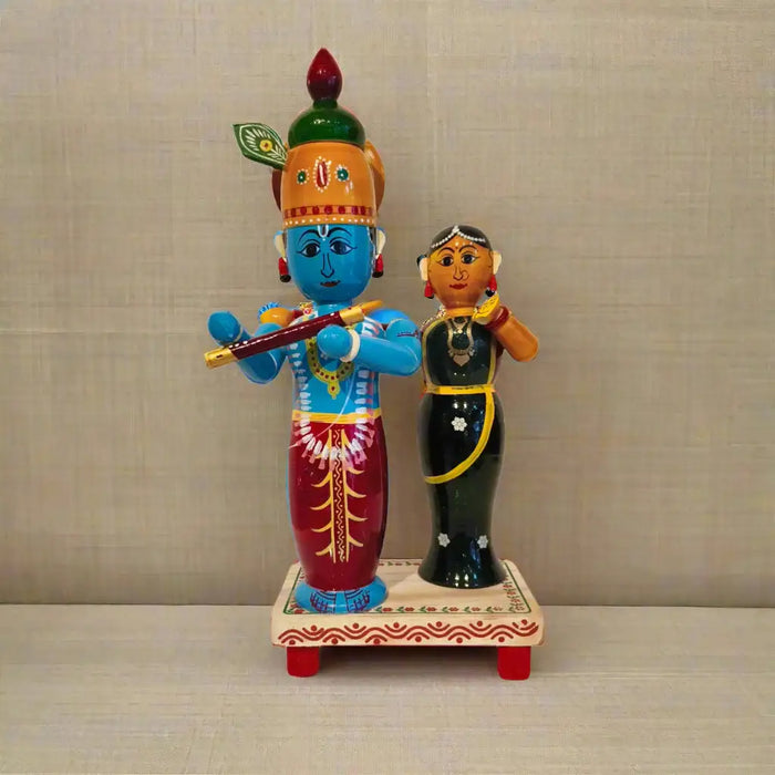 Etikoppaka Radha Krishna Wooden Idol Set   Etikoppaka Lacquerware