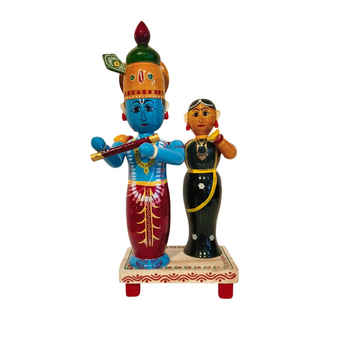 Etikoppaka Radha Krishna Wooden Idol Set   Etikoppaka Lacquerware