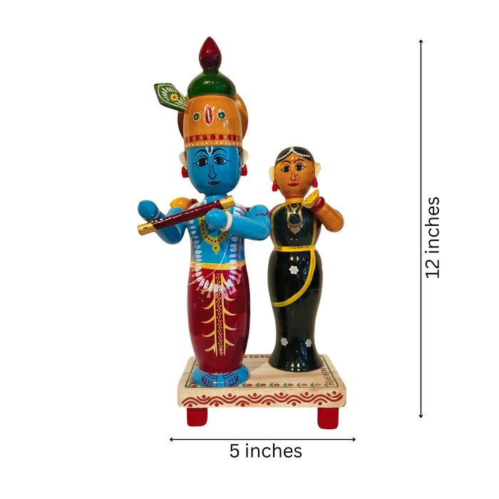Etikoppaka Radha Krishna Wooden Idol Set   Etikoppaka Lacquerware