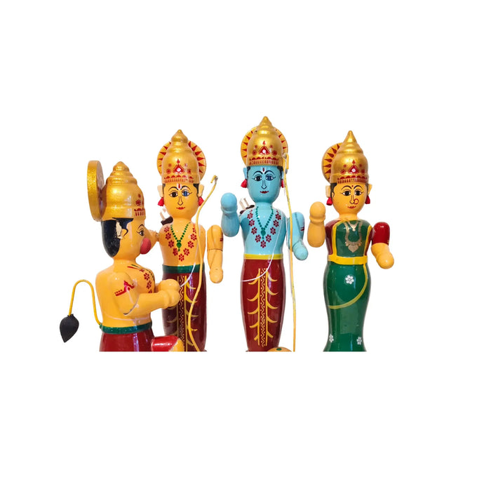 Etikoppaka Ram Darbar-Wooden Statue of Lord Rama, Sita, Lakshmana, and Hanuman   Etikoppaka Lacquerware