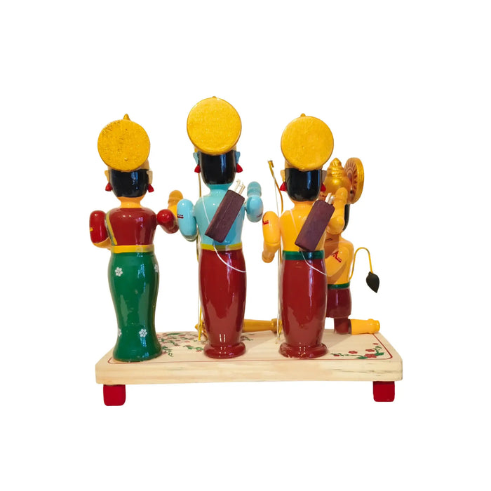 Etikoppaka Ram Darbar-Wooden Statue of Lord Rama, Sita, Lakshmana, and Hanuman   Etikoppaka Lacquerware