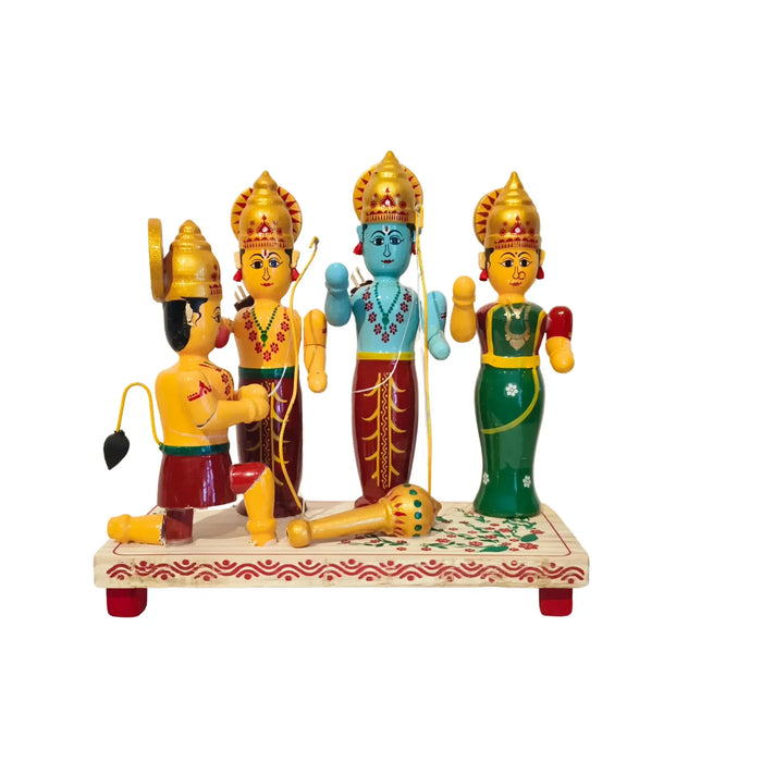 Etikoppaka Ram Darbar-Wooden Statue of Lord Rama, Sita, Lakshmana, and Hanuman   Etikoppaka Lacquerware