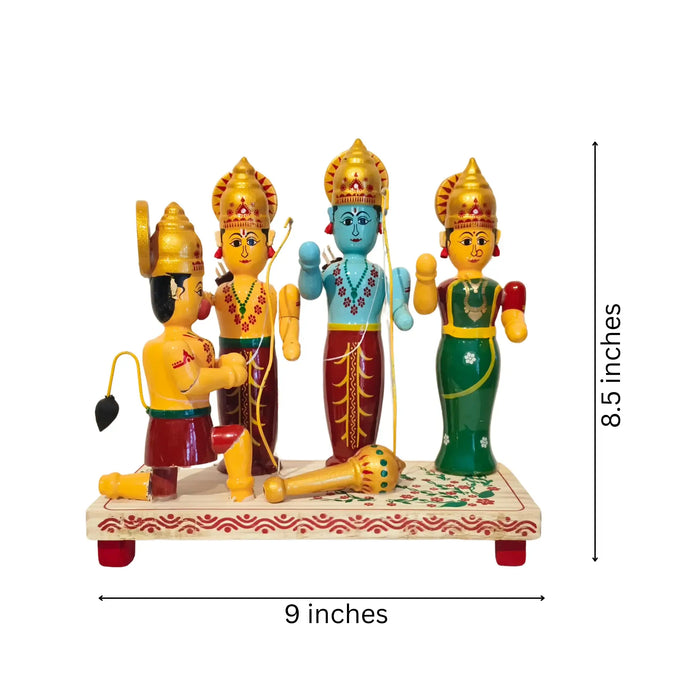 Etikoppaka Ram Darbar-Wooden Statue of Lord Rama, Sita, Lakshmana, and Hanuman   Etikoppaka Lacquerware