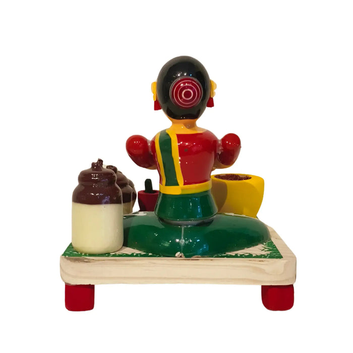 Etikoppaka 'Vegetable Prep Woman' Miniature Art Set   Etikoppaka Lacquerware