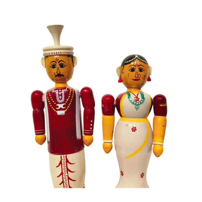 Etikoppaka Wedding Couple with Ritual Set   Etikoppaka Lacquerware