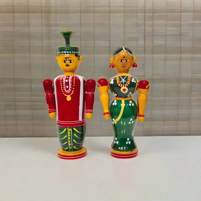 Etikoppaka Wooden Couple – South Indian Marriage Ceremony Folk Art   Etikoppaka Lacquerware