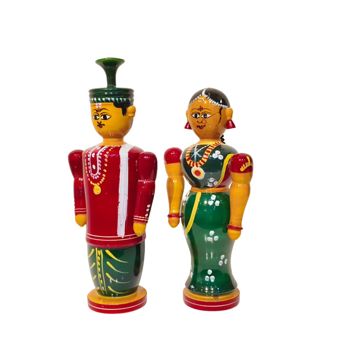 Etikoppaka Wooden Couple – South Indian Marriage Ceremony Folk Art   Etikoppaka Lacquerware