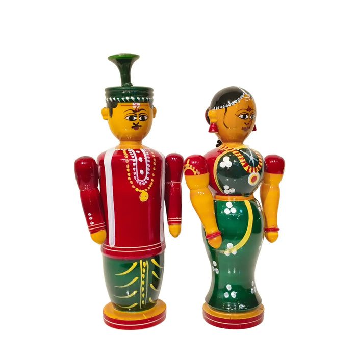 Etikoppaka Wooden Couple – South Indian Marriage Ceremony Folk Art   Etikoppaka Lacquerware
