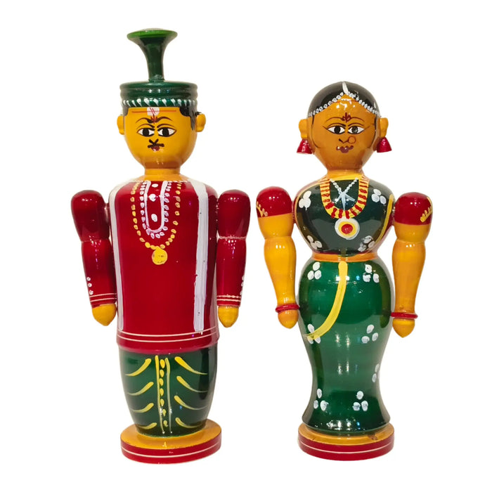 Etikoppaka Wooden Couple – South Indian Marriage Ceremony Folk Art   Etikoppaka Lacquerware