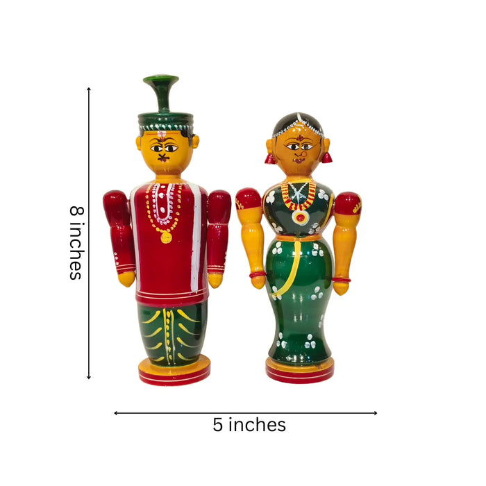 Etikoppaka Wooden Couple – South Indian Marriage Ceremony Folk Art   Etikoppaka Lacquerware