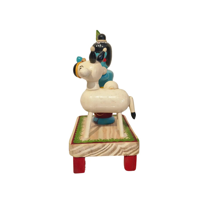 Etikoppaka Wooden Krishna with Sacred Cow   Etikoppaka Lacquerware