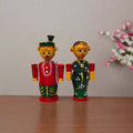 Etikoppaka Wooden Marriage Couple Figurines - Traditional South Indian Attire   Etikoppaka Lacquerware