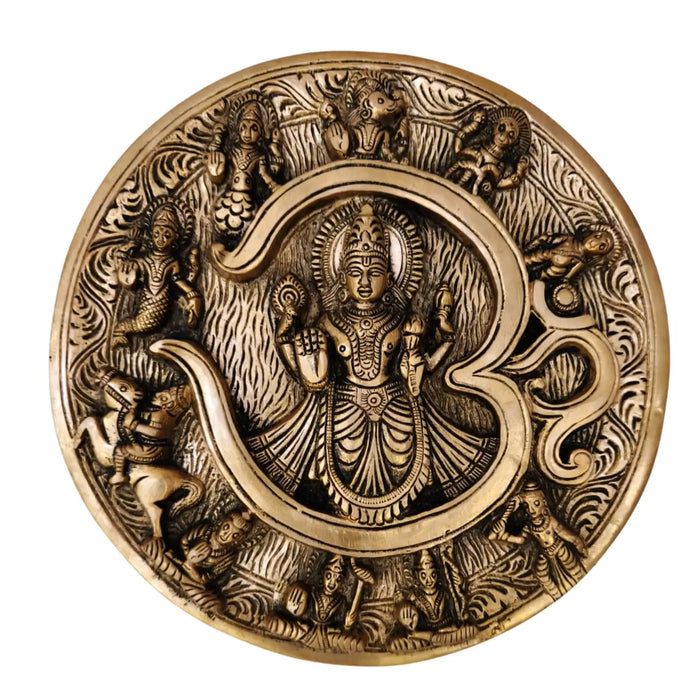 Brass Vishnu And Durga hanging statue, intricate deity figures.