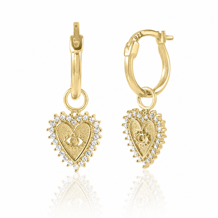 Eye Heart You Gold Huggie Earrings