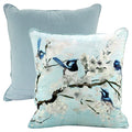 FAIRY WRENS ON A BRANCH LUXURY VELVET CUSHION 50 X 50