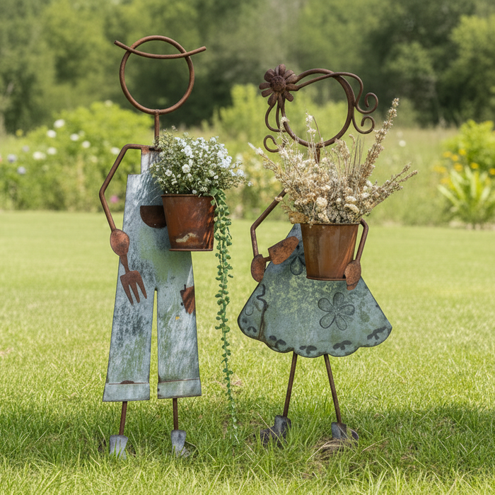 FARM KIDS CASH & CASSIDY RUSTIC PLANTERS - 2PC SET
