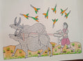 Farmer with Oxen and Birds Gond Art Painting   Paintings