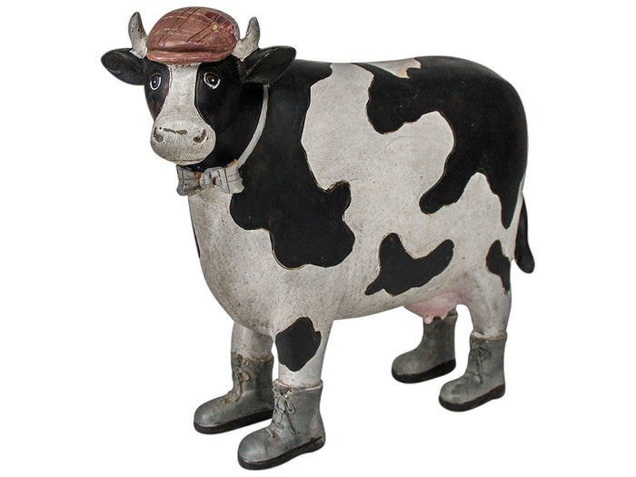 FARMYARD COW IN BOOTS - BLACK & WHITE
